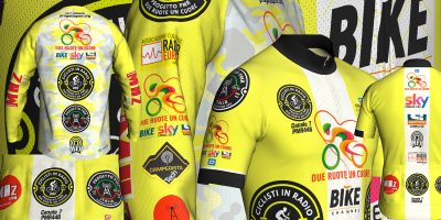 ciclisti in radio maglie ciclismo progetto pmr due ruote un cuore bike channel